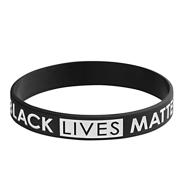 Silikonarmband-Vorlage Black Lives Matter: schwarzes Band mit weißem Schriftzug