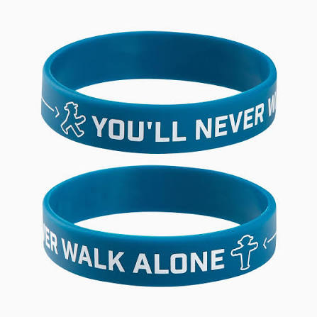 Silikonarmband-Vorlage You will never walk alone: blaues Band mit weißem Schriftzug