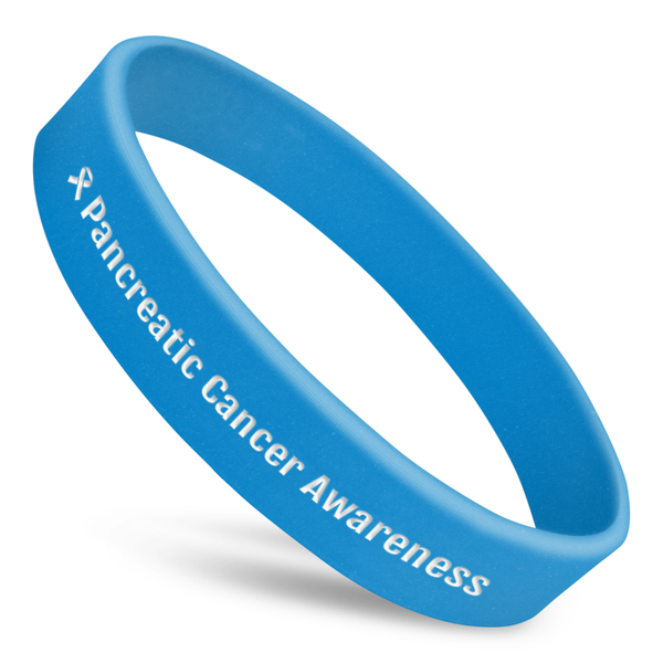 Silikonarmband-Vorlage Pancreatic Cancer Awareness: hellblaues Band mit Schleife und Schriftzug